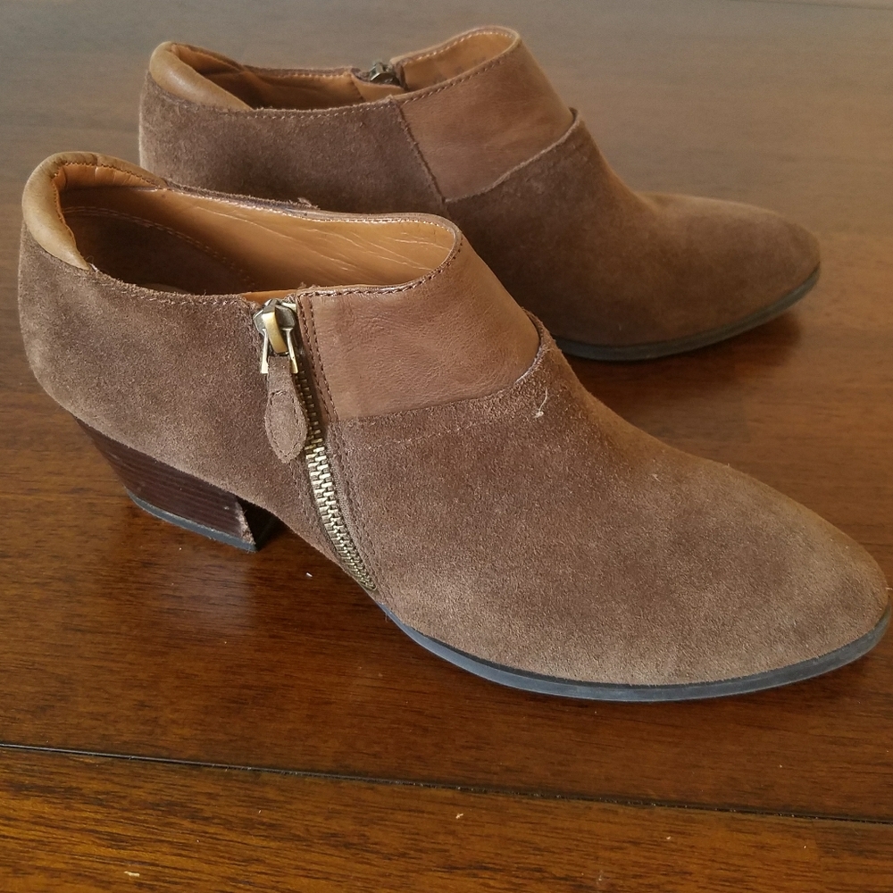 Franco Sarto Brown Suede Booties 8.5